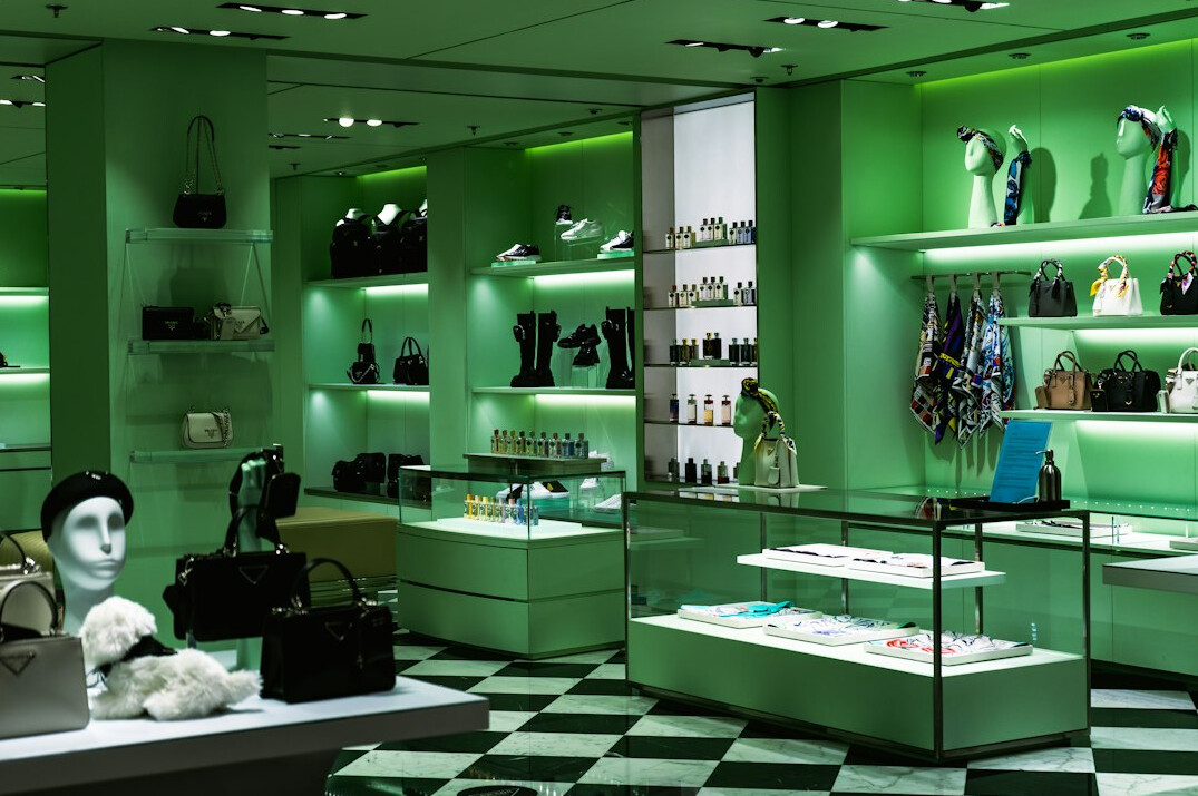 retail store interior with cameras